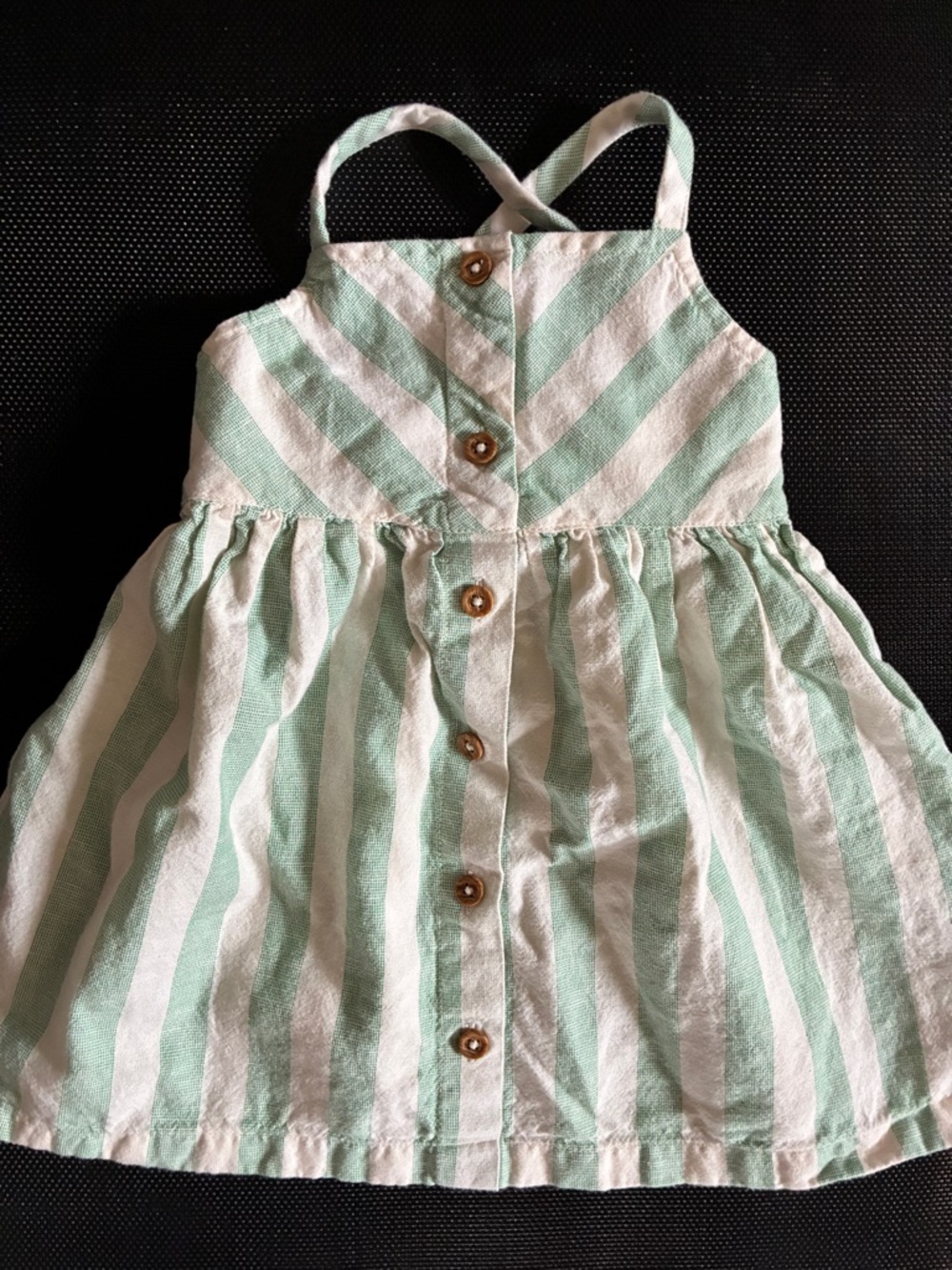 Cotton Mint & White Button-Front Sundress - Hanna Andersson - 18-24 mo